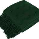 PAVILIA Emerald Green Knit Throw Blanket for Couch Bed, Soft Knitted Farmhouse Sofa Throw for Living Room, Lightweight Decorative Summer Throw Blanket for Chair, Outdoor Textured Boho Blanket, 50x60