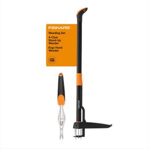 Fiskars Garden Weeding Tool Set: 4-Claw & Ergo Hand Weeder, Effortless Weed Removal in Lawns & Gardens