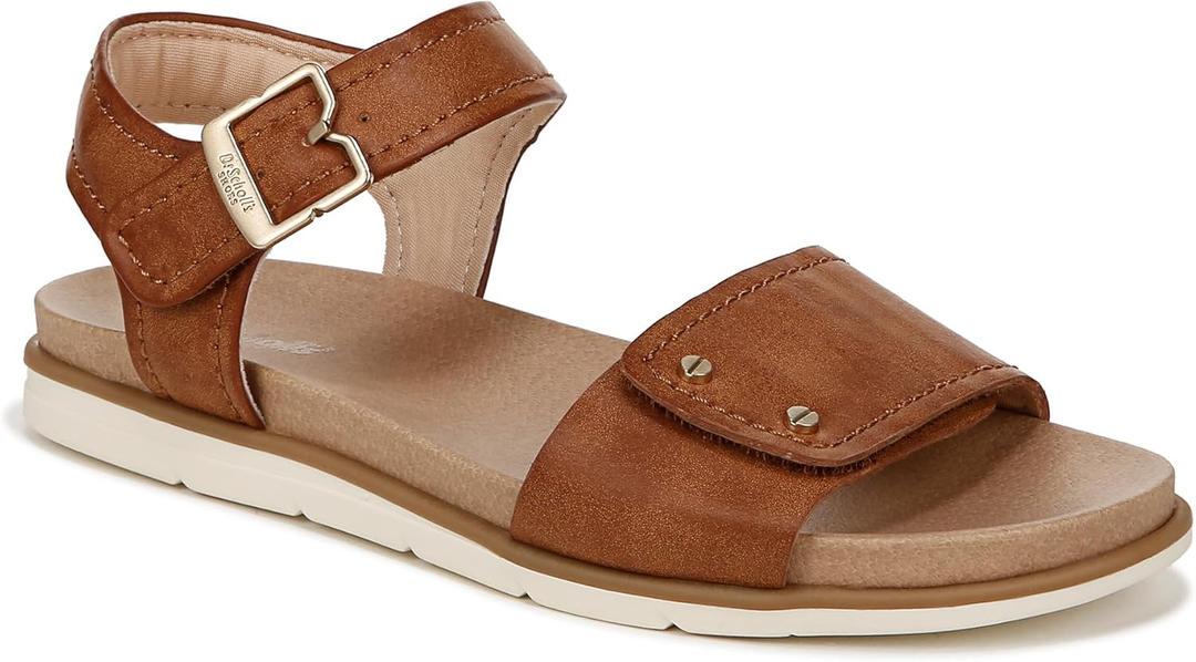 Dr. Scholl's Womens Nicely Sun Flat Sandal Honey Brown 7 M