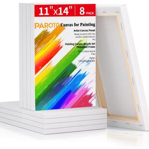 Canvas for Painting 11x14 Inch, 8 Pack Canvas Boards for Painting, 100% Cotton Blank Painting Canvas Oil Acrylic Watercolor Pouring Paint for Kids, Beginners, Artists