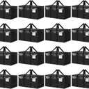 16 Pack Extra Large Heavy Duty Moving Bags, Black Storage Bins with Lids, Reinforced Handles & Heavy-Duty Zippers Moving Boxes Storage Bags Totes for Clothes Packing, Dorms, College Supplies, Black