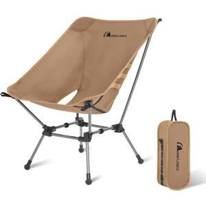 MOON LENCE Portable Camping Chair Plus, Upgraded Comfort & Size, Compact and Lightweight Still, Folding Chair for Backpacking & Hiking, 330Lbs Capacity (Khaki)