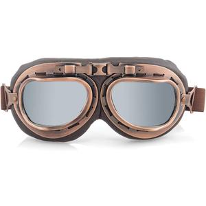 Evomosa Vintage Pilot Style Motorcycle Goggles for Half Helmet (Silver)