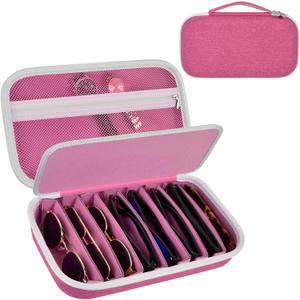 Travel Sunglasses Organizer Cases for Quay Polarized Sunglasses Men Women, Trendy Sunglasse Storage Holder (Bag Only) (Pink)
