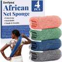 African Net Sponge Authentic-4 Packs African Exfoliating Net Sponge,Bath Sponges for Shower,42 inch Long for Normal to Sensitive Skin, for Daily use, Body Exfoliator Shower (Green,Pink,Blue,Grey)