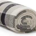 Americanflat 50x60 Throw Blanket - Soft and Breathable Cotton Throw Blanket for Couch, Bed, Chair - Decorative Blankets Perfect for Home, Office, or Outdoor Use - Black, Cream and Beige Plaid Design