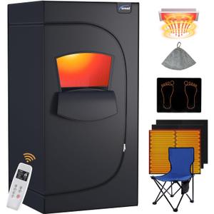 TOREAD Portable Far Infrared Sauna, Portable Infrared Full Size Sauna Tent, Sauna for Infrared Home Spa, Heated Body Therapy, Time & Temperature Remote Control (35"x35"x71") (Black)
