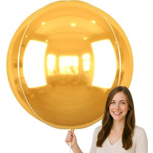 50 Inch Giant Gold Round Foil Balloons, 3Pcs Metallic Gold 4D Ball Balloons for Birthday New Year Eve Wedding Engagement Graduation Anniversary Party Decorations 2026