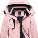 Keevoom Girl's Waterproof Ski Jacket Fleece Snow Coat Windproof Warm Winter Snowboarding Jacket with Removable Hood (Pink)