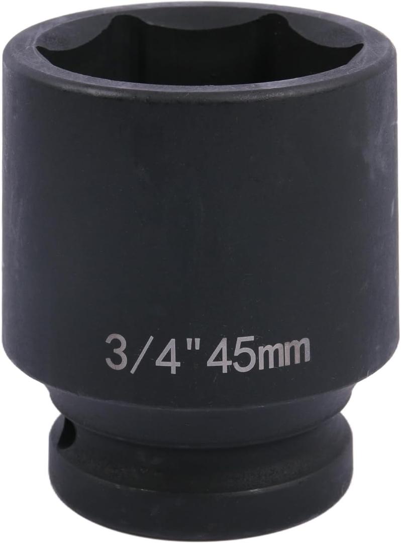 3/4" Drive 45mm Impact Socket 6-Point Standard Impact Sockets Made with Chrome Molybdenum Alloy Steel, Metric