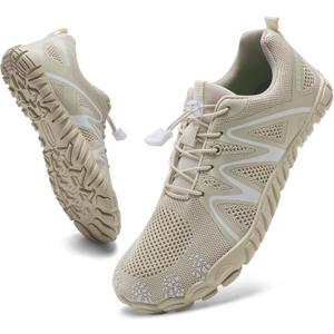 WateLves Barefoot Water Shoes Women Men Breathable Wide Width Toe Box Beach Walking Shoes Comfortable Slip On Minimalist Sneakers for Travel Hiking (Beige)