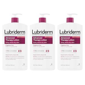Lubriderm Advanced Therapy Moisturizing Lotion with Vitamins E and B5, Deep Hydration for Extra Dry Skin, Non-Greasy Formula, 24 fl. oz (Pack of 3)