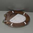 Angol Shiold Elongated Wooden Toilet Seat with Zinc Alloy Hinges, Easy to Install and Clean, Anti-pinch, Walnut
