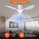 TALOYA Ceiling Fans with Lights,42 inch Modern Low Profile Ceiling Fan with Light and Remote Control, Flush Mount, 3CCT, White Ceiling Fan for Bedroom Living Room and Patio