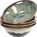 Cereal bowls 11 OZ, Ceramic Soup Bowl for Kitchen, Black reactive glaze Bowl for Pho, Chip, Fruits, Salad, Noodle, Ramen, Suit For Housewarming - 5.9 Inch, Set of 4