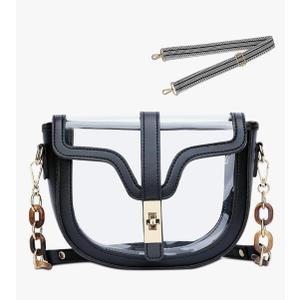 KKXIU Clear Crossbody Bag for Women Stadium Approved Vegan Leather Concert Shoulder Sports See-Through Purse
