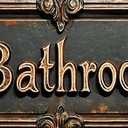 Vintage Aluminum Street Sign, Bathroom Design, 16 x 4 inches, Green, Funny Room Decor