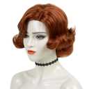 Short Ginger Auburn Wig Curly Natural Synthetic Copper Red Wig for Role Play,Party,Daily Use Costume Wig