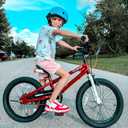 RoyalBaby Freestyle 7 Kids Bike 18 Inch Wheel Dual Handbrakes Bicycle Beginners Boys Girls Ages 5-8 Years, Kickstand and Water Bottle Included, Red