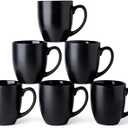 AmorArc 16oz Coffee Mugs Set of 6, Large Ceramic Coffee Mugs for Men Women Dad Mom, Modern Coffee Mugs with handle for Tea/Latte/Cappuccino/Cocoa. Dishwasher&Microwave Safe, Matte Black