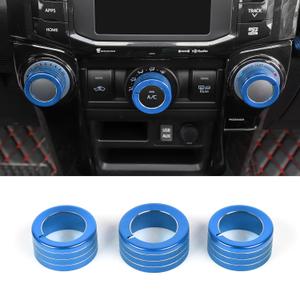 JeCar Air Conditioner Button Trim Cover Aluminum Alloy Knob Cover Fit for Toyota 4Runner 2010-2022, Blue