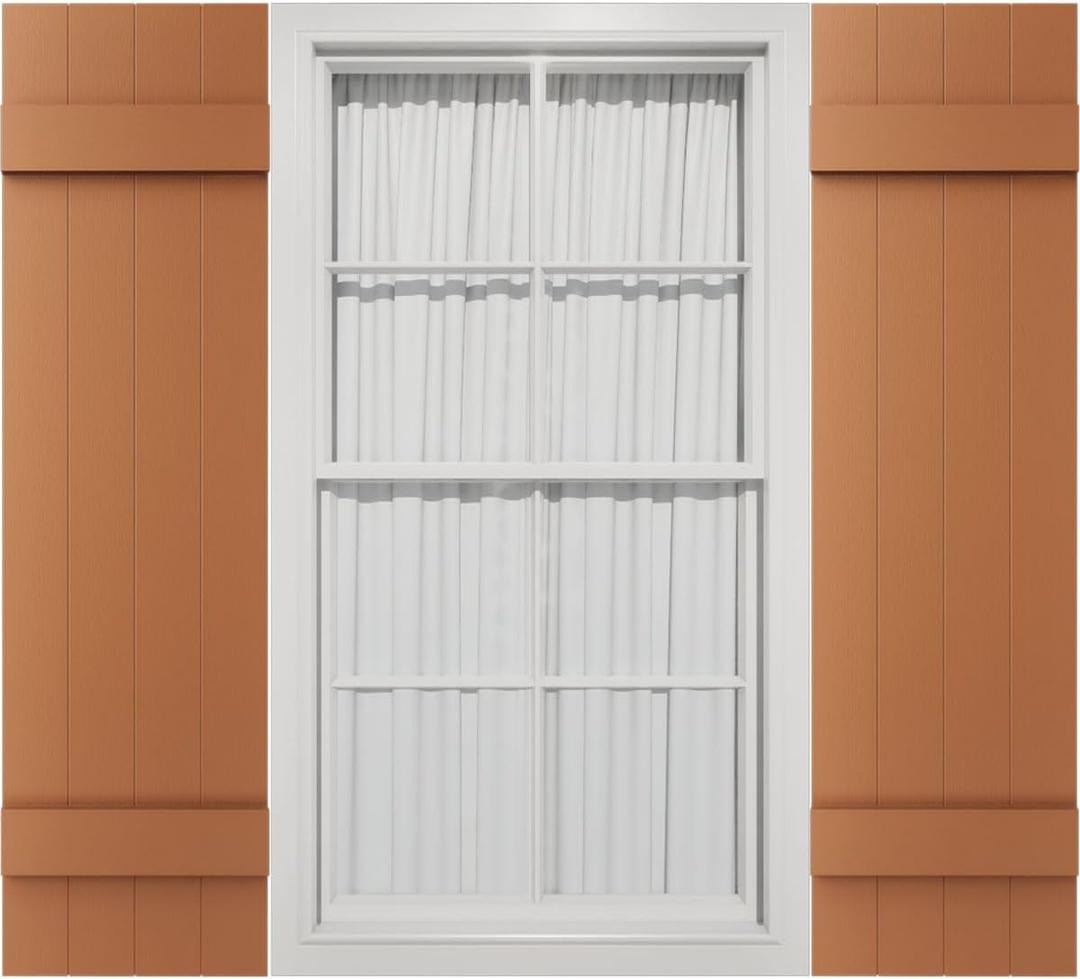 14"W x 51"H Mid-America Vinyl, Standard Size Four Board Joined Shutters, w/Installation Shutter-Lok's & Matching Screws (Per Pair), 471 - Treated Cedar
