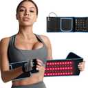Red Light Infrared Therapy Belt: Pain Relief Device LED Red Light Therapy Lamp Near Body Large Pad Wrap with Timer Control for Back Shoulder Waist Muscle Black