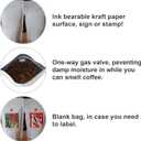 Pack of 50 White Kraft Paper Coffee Bags with Degassing Valve, Stand-up Coffee Pouches in Food Grade with Resealable Zipper Lock (8oz, 0.5lb, 50 Pieces)