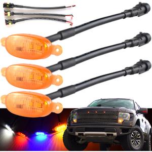 Boigoo Front Grille Lights compatible for Ford F-150 Raptor SVT Grill 2010-2014 & 2017-up, DIY Truck Grid Amber LED Running Light Bulb Marker Lamp for OEM Grilles