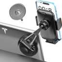Tesla Phone Holder [Strong Backup Sucker] Screen Phone Mount for Tesla Model 3/Y/X/S, Hands Free Car Cell Phone Stand, Compatible with iPhone 15/14/13/12/ Pro Max, Galaxy, 4-7" Smartphones