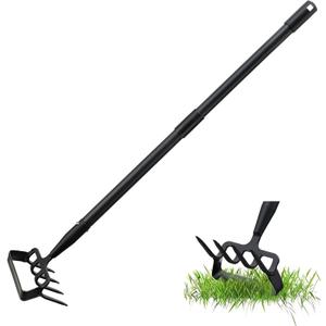 Garden Hoe- 62 Inch Long Stirrup Hoe Garden Tools Cultivator for Weeding, Heavy Duty Garden Hoe for Gardening Weeding with Adjustable Handle Scuffle Garden Hula Hoe with Rake,Loop Stirrup Hoe Weeder