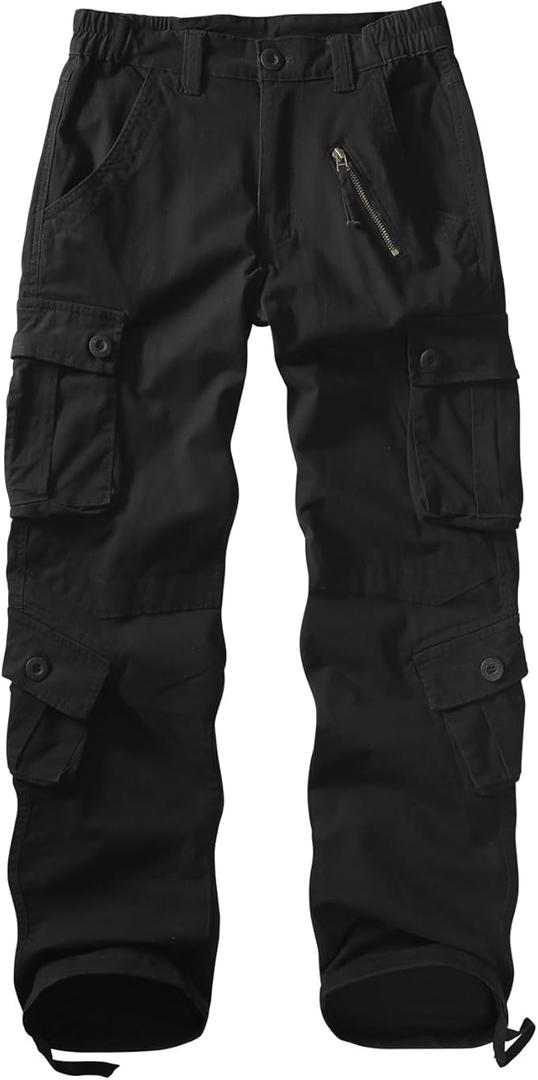 Sobrisah Women Mid-Rise Cargo Pants Heavy Cotton Casual Pants 8 Pockets Regular Fit/Plus Size 14 Military Work Trousers
