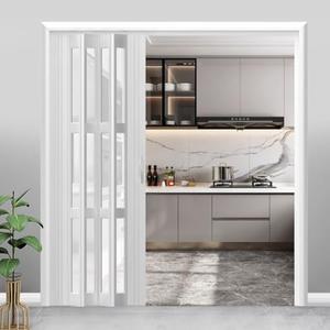 Pvc Folding Door Plastic Interior Accordion Partition Tall 80 Inch, Single Double Interior Closet Doors White