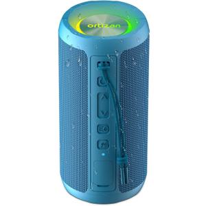 Ortizan Wireless Portable Bluetooth Speaker, IPX7 Waterproof, Dustproof and Rustproof, Powerful 24W Sound, Enhanced Bass, 30-Hour Battery, 360 Party Light, and Stereo Pairing (BT 5.3), Gifts - Blue
