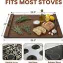 Noodle Board Stove Cover, Wooden Stovetop Cover with Non-Slip Feet, Handle & Raised Lip, Extra Counter Space for Kitchen (29.5 x 22 Walnut)
