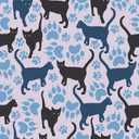 CRE8TIVE Black Blue Cat Wallpaper Stick and Peel Cute Kitten Cat Paw Print Wallpaper for Kids Nursery Wallpaper 12"x118" Adhesive Blue Contact Paper Removable Animal Wallpaper for Bedroom Bathroom