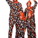 VNVNE Matching Halloween Onesie Pajamas for Family/Couples/Women/Men, Skeleton Holiday One Piece Adults Pjs Sleepwear (8-10 Years, Black Ghost)