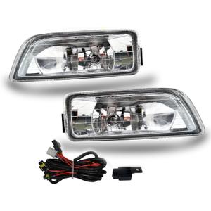 Fog Lights Assembly Replacement for 2003-2007 Honda Accord 4 Door Sedan, 1 Pair Front Bumper Driving Fog Lamps with Halogen Bulbs & Switch and Wiring Kit (Clear Lens)