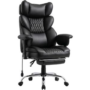 Big and Tall Office Chair 400LBS, Ergonomic Executive Desk Chair with Lumbar Support for Back Pain, High Back Reclining Computer Chair with Footrest, Heavy Duty Home Office Gaming Chair for Adults