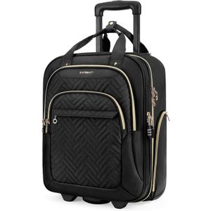 BAGSMART Underseat Carry On Luggage Airline approved,16-inch Small Underseater Softside Travel Suitcase with Wheels Lightweight Overnight Rolling Carry-on Luggage for Women Men Weekender,Black