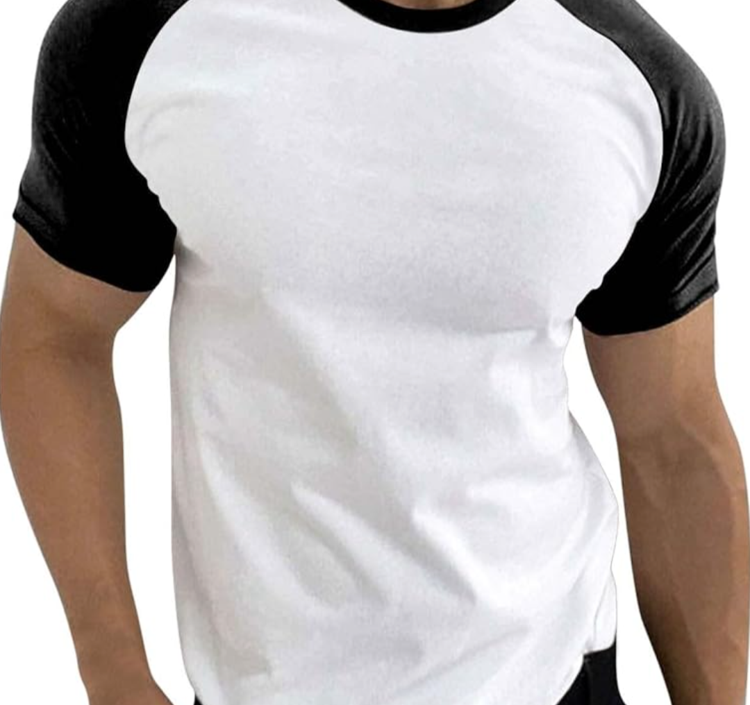 Pimatee Men's Contrast Sleeve Crewneck T-Shirt, Fashion Fitnees Leisure Sports Shirt Tees Tops 60% Cotton 40% Polyester, Pack Of 12, Size XL