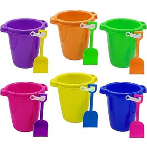 Beach Buckets and Shovels for Kids Bulk - Strong Large Sand Bucket for Toddler Beach Toys for Kids 3-10, SandBox Toys, 4 Pcs