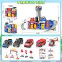 Kids Toys for 3 4 5 6 Years Old Boys, 29.5'' Large City Action Toddler Playset with Lights Sounds, Police & Fire Station Transform Track Toy with 4 Cars, Helicopter, Walkie-Talkie, Gifts for Boy Girl