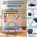 60" Trampoline for Kids with Net, 440lbs Capacity Indoor & Outdoor Kids Trampoline with Adjustable Gymnastics Bar & Toys, Toddler Trampoline for Kids 3-10 Boys & Girls