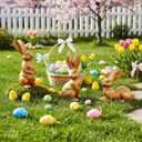Easter Bunny Decorations, 3 PCS Resin Gold Bunny Figurines Vintage Rabbit for Easter Decor Small Decorative Rabbit Statues for Home Decor, Spring Tabletop Centerpiece(Rose Gold 3pcs)