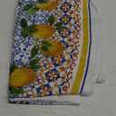 Elrene Home Fashions Capri Lemon Double-Bordered Mediterranean Spring/Summer Fabric Tablecloth, Round, 70 inches X 70 inches