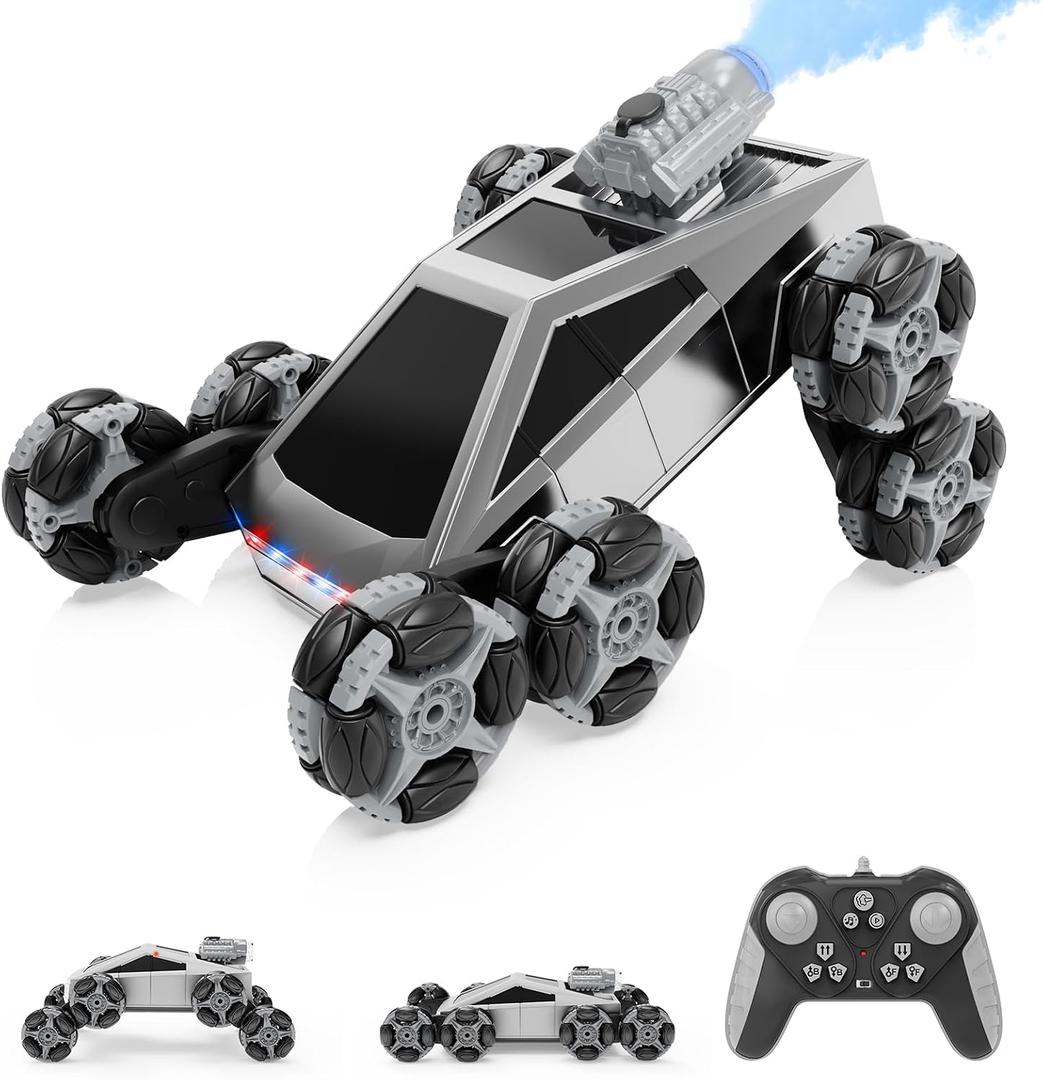 8 Wheel RC Stunt Car with Gesture Control, Spray & LED Lights, Gesture Sensing Remote Control Cars for Boys Age 6 7 8-12 13 14 Year Old, Christmas Birthday Gifts Ideas for Kids