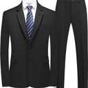 Mens Classical Business Suit, 2 Piece Set Casual Blazer Jacket Pants, Formal Dress Suit, Tuxedo for Wedding Prom (Small, Black)