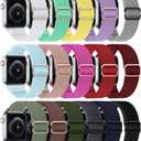 Stretchy Nylon Band Compatible with Apple Watch Band 38mm 40mm 41mm Women Men, Adjustable Sport Elastic Replacement Strap for iWatch Series 8 7 6 5 4 3 2 1 SE, 16 pack