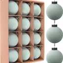 12 Pcs Velvet Christmas Balls Bulk Shatterproof Plastic Christmas Tree Decorations for Decorative Hanging Baubles (12, Haze Blue, 3.15Inch)